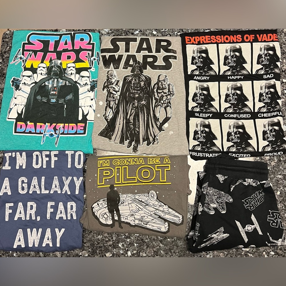 Star Wars Fan BUNDLE - 5 shirts and a pair of pajama pants - small/medium